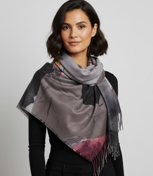 Square shawl scarf for women with tassels AGRAFKA