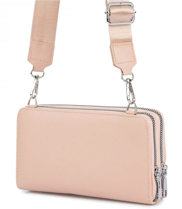 Small rectangular mini clutch bag, 2 compartments, 2 straps