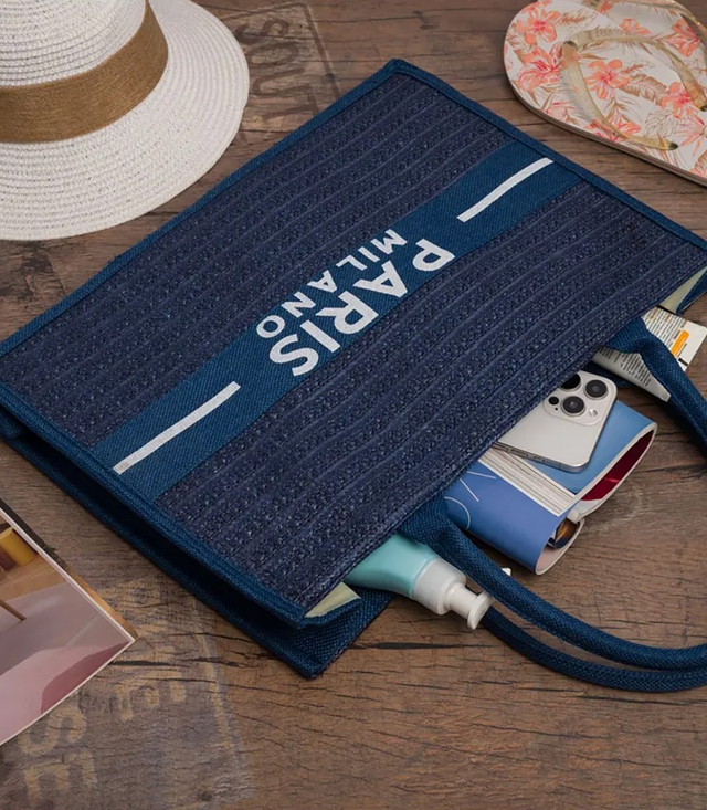 Torba shopper PARIS MILANO pleciona na lato plażowa duża eco bag