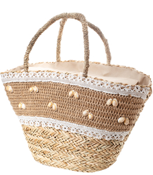 Mega large summer bag braided basket with shell lining