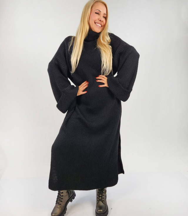 Ribbed MAXI turtleneck sweater dress