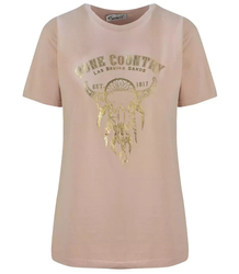 T-shirt blouse t-shirt gold print cotton