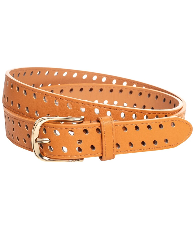 Women's eco leather belt with decorative holes 3 cm