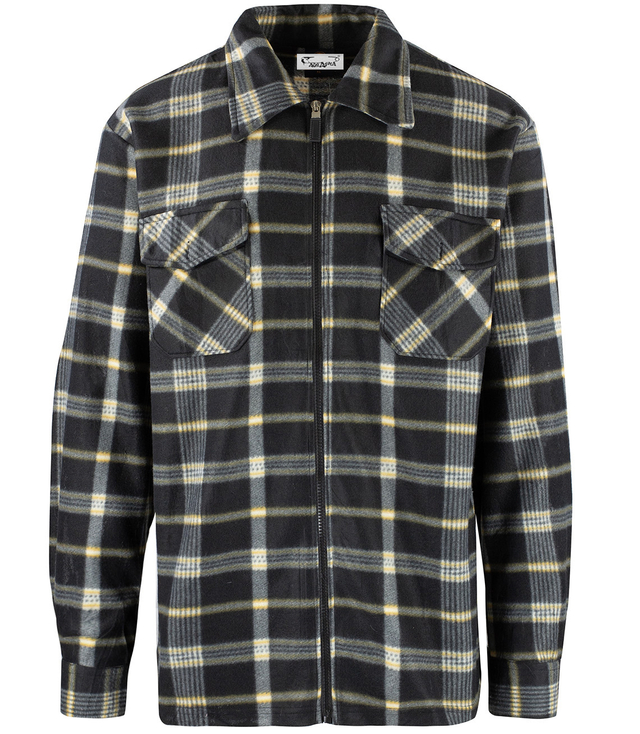 Warm fleece men's plaid shirt with zipper closure 