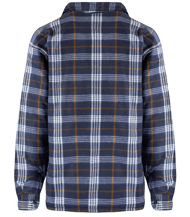 Warm fleece checked men's shirt insulated with faux fur