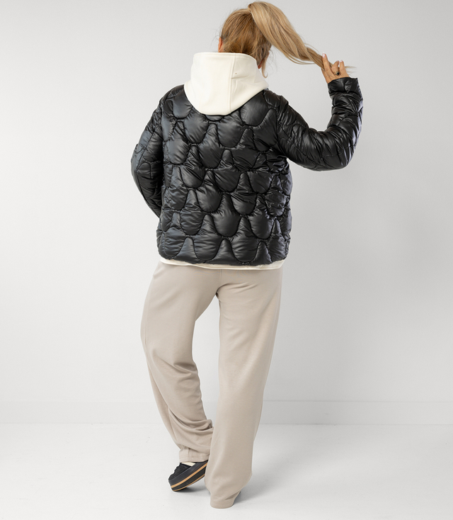 Quilted jacket with pearl sheen and tracksuit inserts ARIA