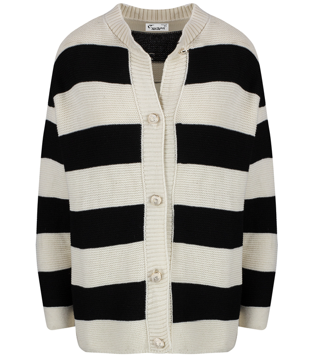 Warm and cozy women's sweater with wide stripes ZEFIRA