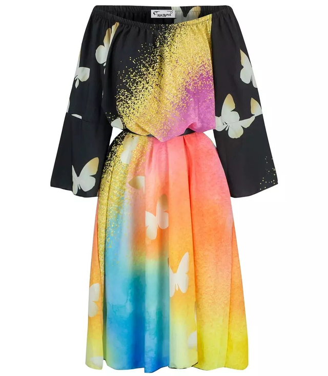 Spanish midi dress with a colorful print