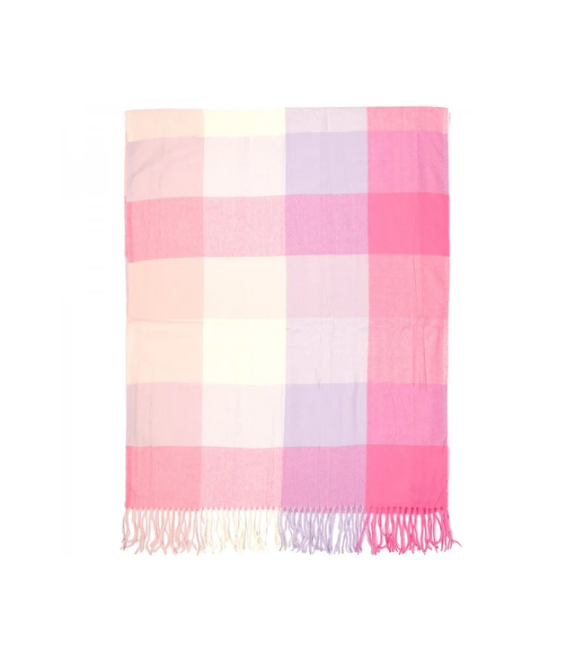 Women's checkered fringed scarf 190x80