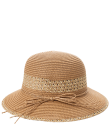 Women's straw hat chapeau-cloche gold thread