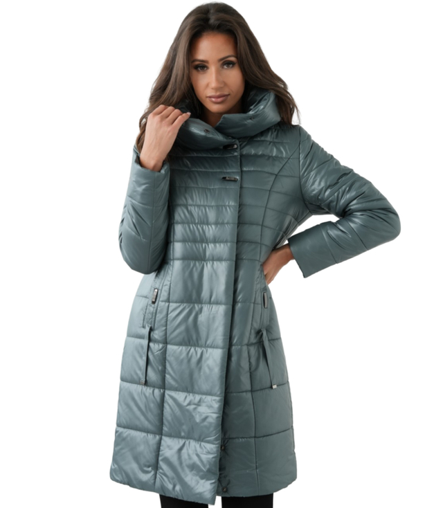 Long elegant quilted insulated coat for women AMELIA