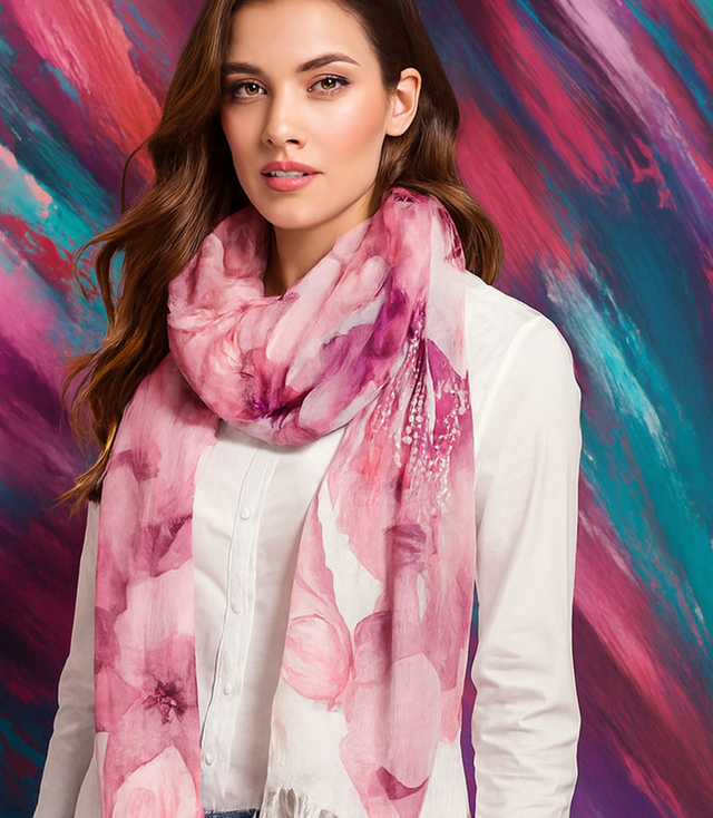 Women's floral pattern scarf 180x70