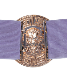 Women's belt with a gold lion and zircons, adjustable and elastic