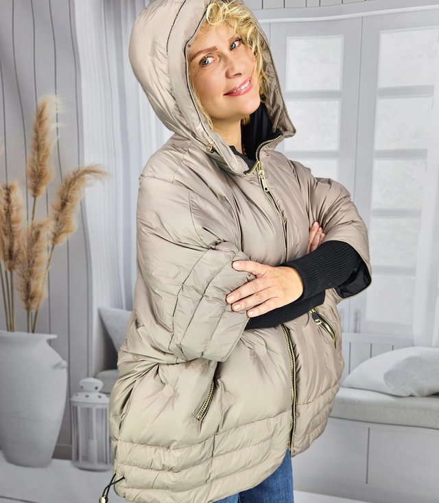 Women's insulated winter jacket with hood and welt IRINA