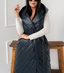 Women's Long Warmer Hooded Vest Tiered