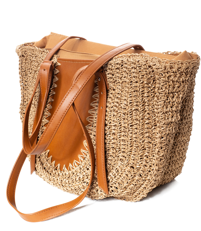 Summer bag shoulder shopper bag braided rounded