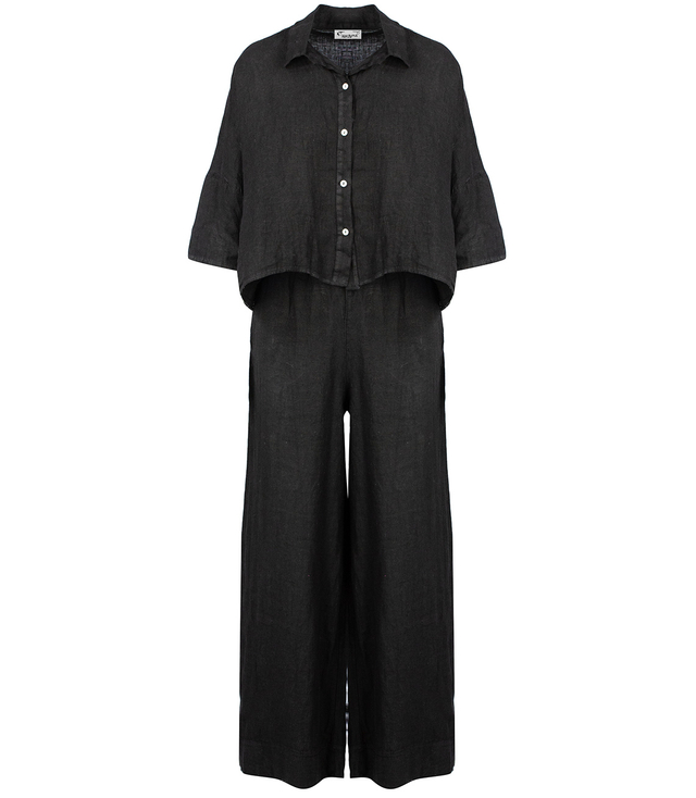 Linen oversize set of kultoy pants and short shirt LAILA