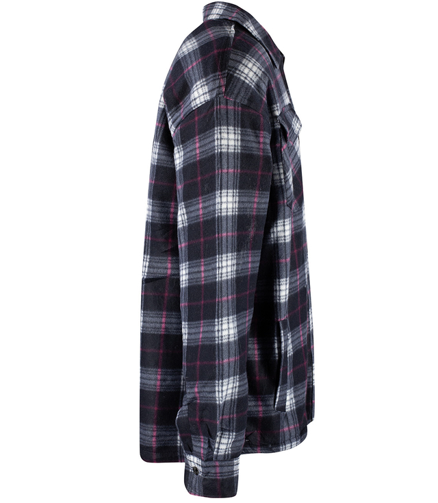 Warm fleece checked men's shirt insulated with faux fur