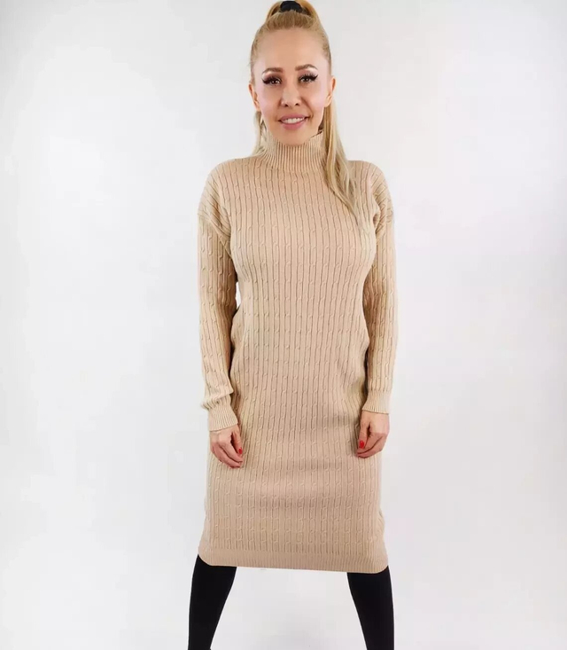 Knit dress turtleneck sweater braids