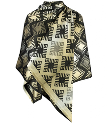 Elegant double-sided scarf with gold thread and diamond pattern