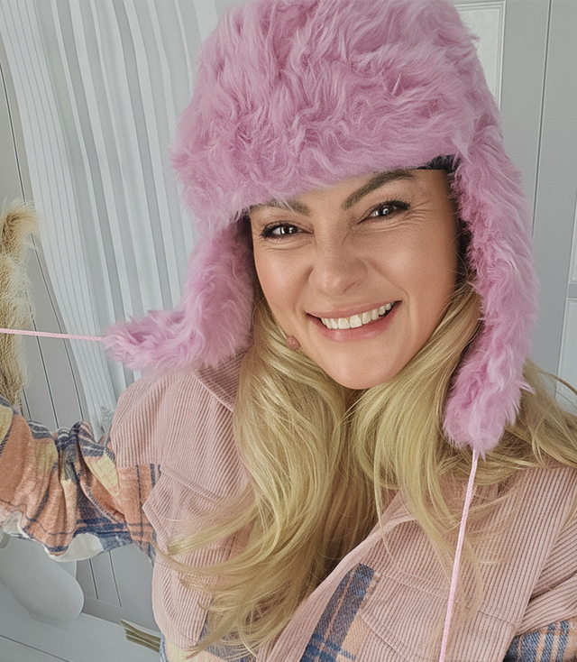 Warm women's earflap hat 