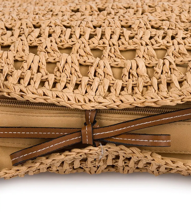 Openwork boho bag for summer with lining and zipper