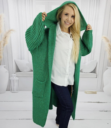 Long warm cardigan sweater thick weave VALERIA