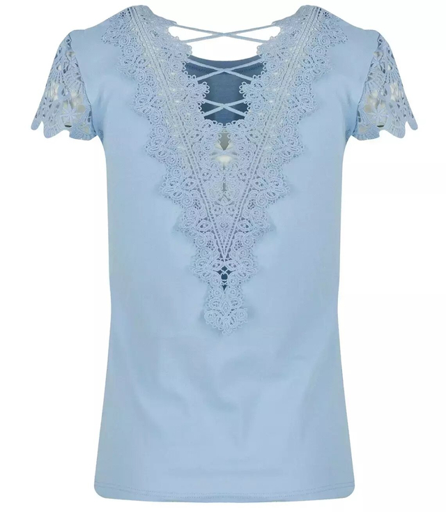 Blouse short sleeve lace shirt IRMA