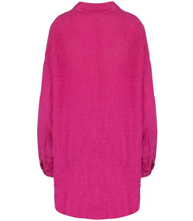 Long loose linen shirt linen longer back long sleeve LAILA 2