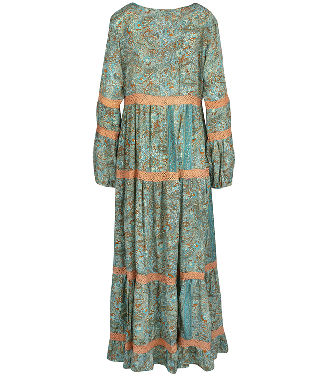 Long, airy ethnic dress with colorful patterns, MILANO silk