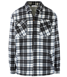 Warm fleece checked men's shirt insulated with faux fur