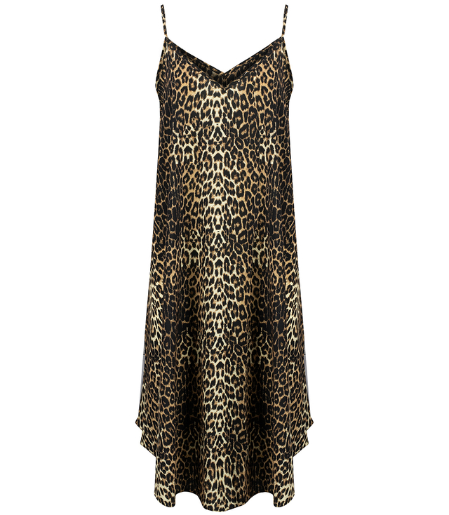 Long maxi dress with loose, flared straps and leopard print PAMELA