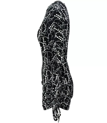 Velor mini dress with ruffle print