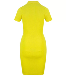 Fitted elastic midi polo dress