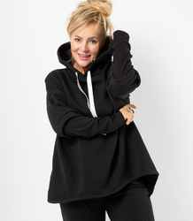 Women's sweatshirt with longer back and ribbed hem VERONICA