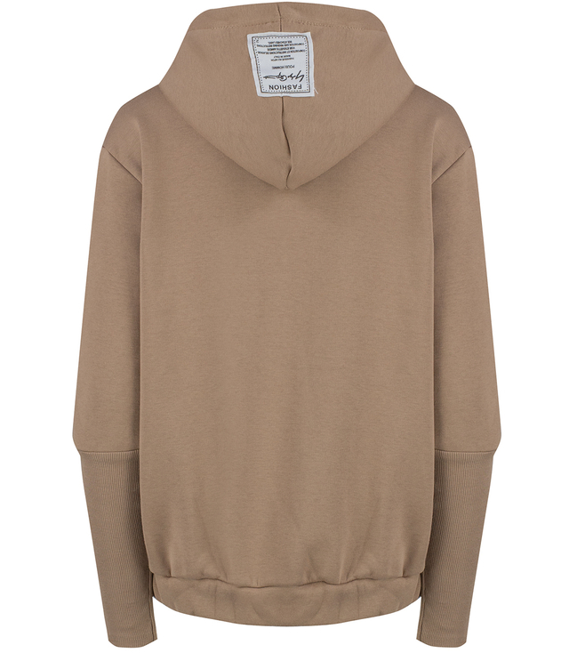 Warm women's short sweatshirt one-color basic with hood RENATA