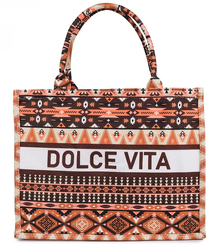 Large colorful shopper bag with DOLCE VITA lettering