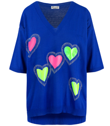 Thin women's sweater with neon hearts MARLENA