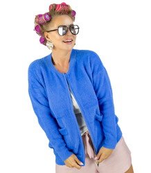 Krótki kardigan sweter rozpinany z puszystej dzianiny "COCO CHIC"