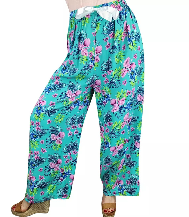 Summer long wide pattern pants LUIZA