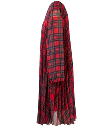 Plaid pleated midi dress