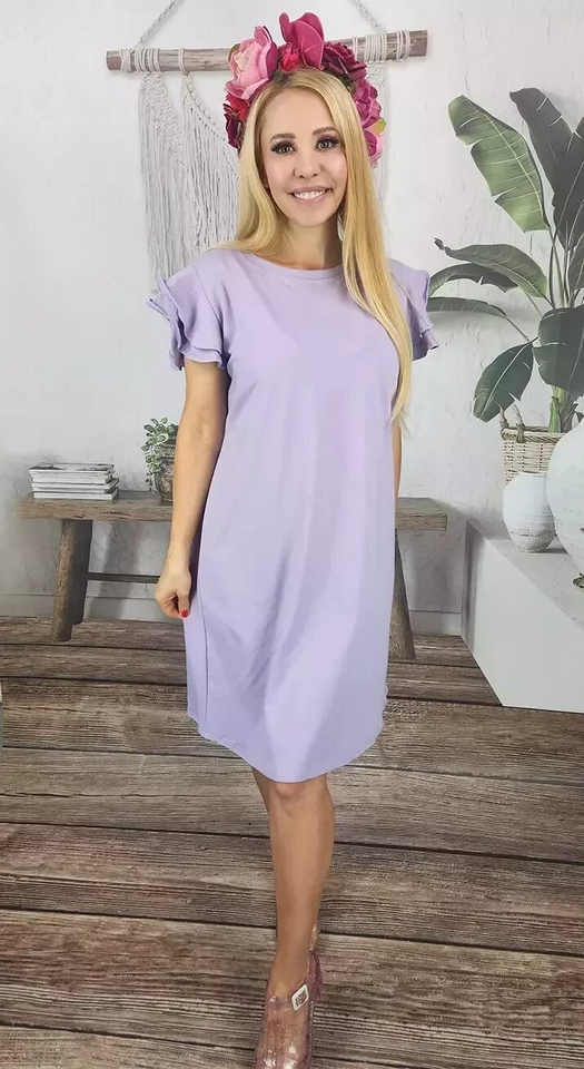 Cotton simple dress with frills