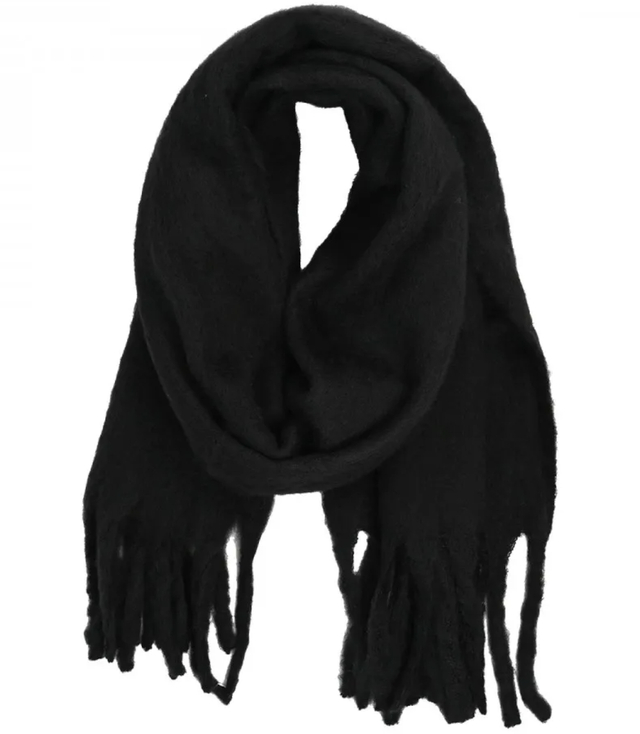 Scarf Thick scarf tassels single color warm soft 180x45 cm