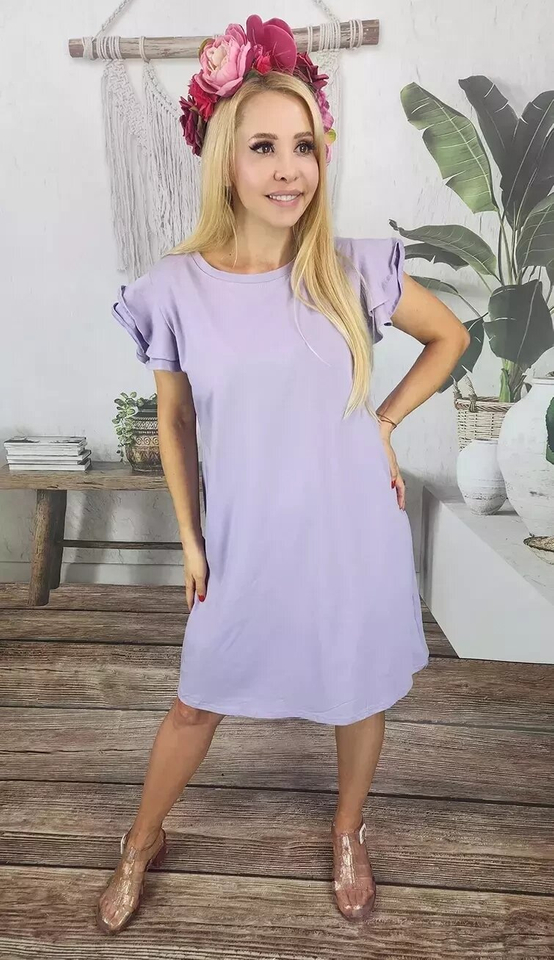 Cotton simple dress with frills