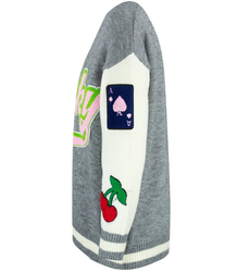 Short cardigan sweater with patches LUCKY 