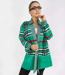 WARM Sweater. Checkered cardigan overlay