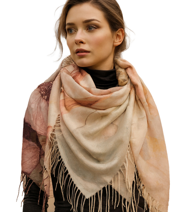 Women's scarf with floral pattern 100x100