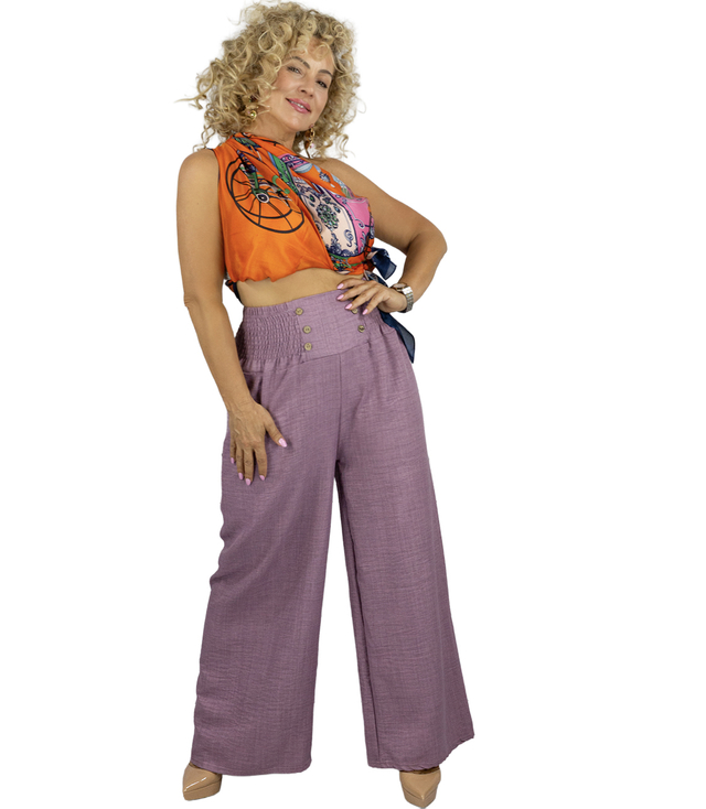 Loose women's palazzo pants wide leg high rise LENA