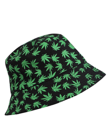 Reversible BUCKET HAT with leaves print