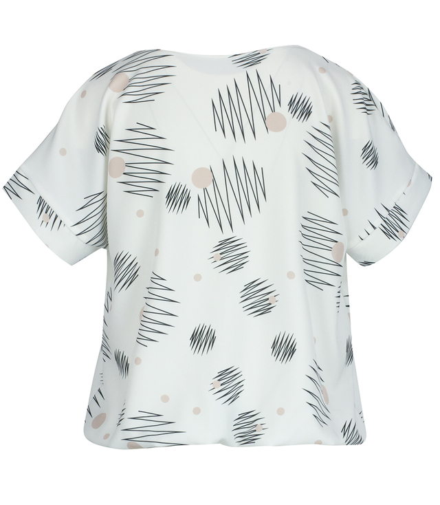 Elegancka bluzka z okrągłym dekoltem i gumką w pasie print EMI